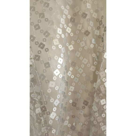 Sho(Tadashi Shoji) Ashley Backless Jumpsuit,  Ivory Crepe with Mate Silver Sequi - Picture 6 of 9